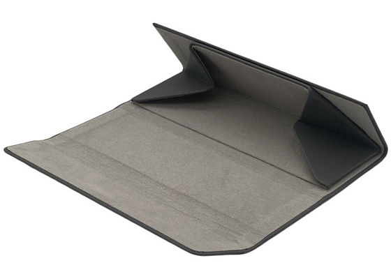 Black Leather Metal Fold Flat Glasses Case Custom Logo